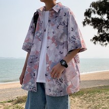 Camisa Hombre Pareja Manga Corta Moda Coreana Verano Cuarto Estampado Ab... - £27.05 GBP