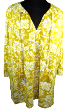 Isaac Mizrahi Women&#39;s Mustard Floral V-Neck Tasseled Blouse Plus 3X - £19.68 GBP