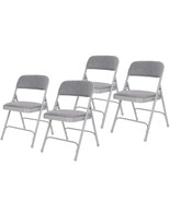 Deluxe Fabric Upholstered Double Hinge Premium Folding Chairs, Grey - £196.30 GBP