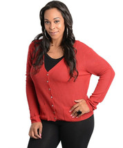 Katia Ladies Button Cardigan Long-Sleeve V-Neck Red Size 2XL - £23.16 GBP