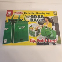 2 pk Grab Bag Reusable Shopping Clip-to-Cart Innovative Design pocket on... - $20.22