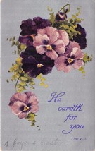 He Careth Per You ~1st Peter V: 7 ~ Religio Scheda c1909 Timbro Postale - £7.04 GBP