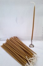 50 Natural Beeswax Candles with Nickel Plated Brass Candlestick  - $18.04