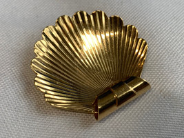 Vtg 14K Yellow Gold Clamshell Brooch 8.28g Fine Jewelry Slider Pendant / Pin - £522.25 GBP