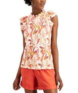 $70 Inc International Concepts Womens Floral Smocked Sleeveless Top Beig... - $31.68