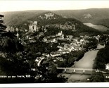 Vtg Postcard RPPC 1957  Hardegg Austria and River Thaya Aerial View - $9.85