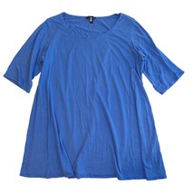 Eileen Fisher Women Light Blue Half 3/4 Sleeve Round Neck Flowy Blouse T... - $19.99