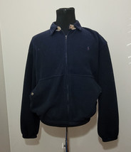 POLO Ralph Lauren Fleece Jacket Size L (28x26x25&quot;) Navy Blue Full Zip - $77.55