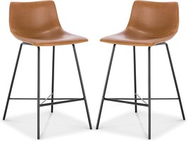Poly &amp; Bark Paxton 24” Counter Stool In Tan, Set Of 2 - £203.85 GBP