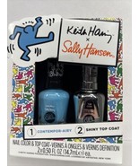 Miracle Gel Keith Haring Blue Nail Polish + Shiny Top Coat Set 80s Pop A... - £7.85 GBP