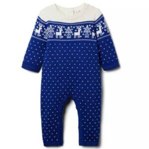 Janie and Jack Baby Knit Reindeer Pattern Romper 6-12 Months - $33.60