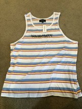 PacSun White Multi Color Striped Tank Top S M Womans Solidarity NEW! Pacsun - £13.38 GBP