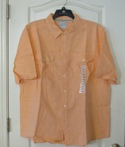 Steve Harvey Collection NWOT S/S Linen Blend Camp Shirt Canteloupe Men&#39;s... - $22.36