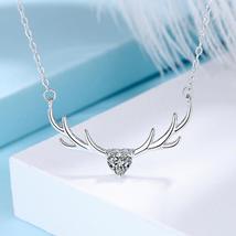 Antler Sterling Silver Necklace Elk Horn Pendant Chain Girls Jewelry Accessories - £14.19 GBP
