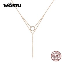 WOSTU Authentic 925 Sterling Silver Geometry Necklace Hot Fashion Simple &amp; Cute  - £21.71 GBP