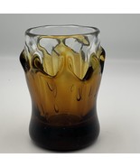 Vintage Hand Blown Art Glass Amber And Clear Candle Votive - $493.44 MXN