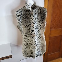 Womans Coldwater Creek Faux Snow Leopard Fur Button Front Vest Size Med - £18.40 GBP