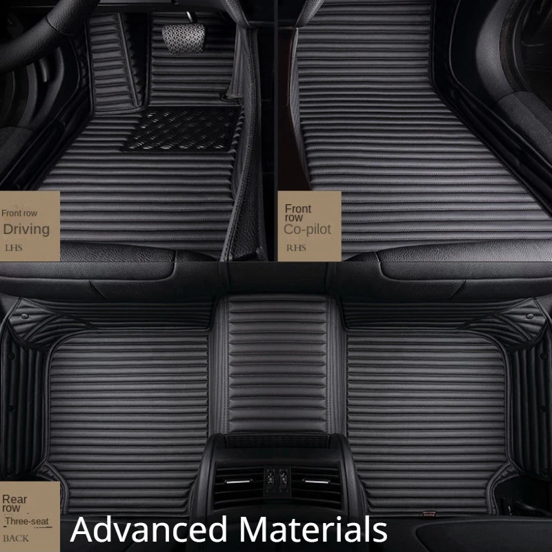Striped pu leather custom car floor mat for bmw 7 series g12 long 2015 2022 year thumb200