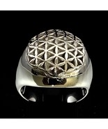 Sterling silver ring Flower of Life World Grid Divine Creation sacred ge... - £66.56 GBP