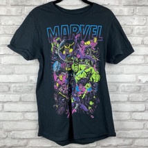 Marvel Mens T Shirt Neon Graphic Size Medium Super Heroes Villains  - $15.20