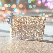 IPSY Makeup Bag Gold Sequins Bag Only New Without Tags - £13.65 GBP