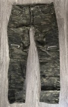 Men’s Super Slim Retro Camo Pants With Zippers Size 32x30 - £15.90 GBP