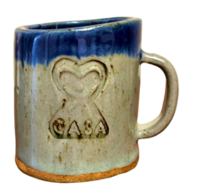 Hand Thrown Studio Art Pottery Coffee Mug CASA Asymmetrical Slanted Gray Blue - £8.46 GBP