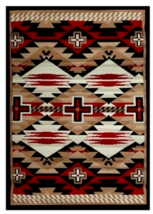 Large Navajo Southwestern Area Rug Red Black Tan Rustic Cozy Cabin Lodge Carpet - £66.71 GBP