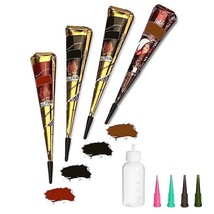 Temporary Tattoos Kit 4Pcs Semi Permanent Paste Cones Henna India Body A... - £13.19 GBP