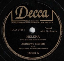 Andrews Sisters 78 Helena / I Love You Much Too Much EE+ / E- SH3D - £5.51 GBP
