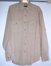 NAUTICA Shirt Top Adjustable Roll Up L/S Washable Beige Size Medium - $38.61
