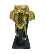 Antique Wood Elephant Wood Black Gold Cone Incense Burner Compartment St... - £66.77 GBP