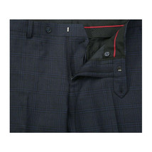 Men Renoir Suit Super 140 Wool Side Vent Slim Fit English Plaid 559-3 Navy Blue image 9