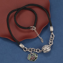Woven Necklace With Sterling Silver Lotus Charm,Vintage Necklace,Fish Necklace - £71.36 GBP