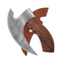 Pizza Axe Viking Pizza Cutter Stainless Steel Damascus Axe With Leather ... - £33.71 GBP