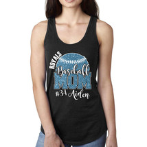 Custom Glitter Baseball Mom Team Design Next Level Fitted Racerback Tank... - £15.65 GBP+