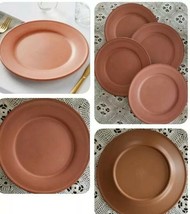 Threshold™ ~ Four (4) ~ Melamine ~ Terracotta Color ~ 10.5&quot; Dia. ~ Dinner Plates - £29.89 GBP