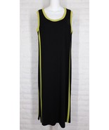 BAR Racer Tank Dress V Neck Jersey Knit Melis Kozan Black Lime Green NWT... - $103.94