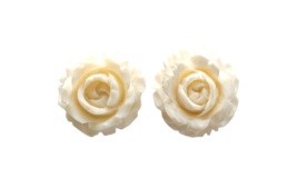 Lisner Ruffled Edge Rose Celluloid Earrings Screw Back Closure Gold Tone Vintage - $22.27