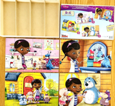 4 Doc McStuffins Disney Preschool Puzzles 24 pc in Wood Storage Box 2012 - $19.34