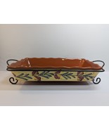 Baking Dish With Metal Stand, Decorative Painted With Flowers. Terracott... - €20,21 EUR