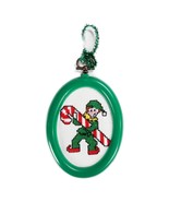 Vintage 80s Handmade Needlepoint Finished Ornament Kit Elf Holding Candy... - $4.99