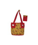 Handmade Handsewn Red Yellow Birds &amp; Butterfly Tote Bag With Matching Sa... - $25.97