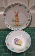 Easter Egg Bunny &amp; Chick Kids Melamine Plate &amp; Bowl Set - £11.61 GBP