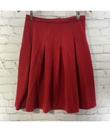 Vintage Wool Skirt Womens Red Pleated FLAW  - £15.68 GBP