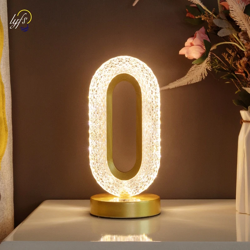 Crystal LED Table Lamp Stepless Dimming USB Charging Touch Switch Remote... - $16.51