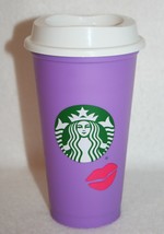 STARBUCKS Valentine&#39;s Day Lipstick Kiss Color Change Purple Reusable Hot Cup - £7.90 GBP