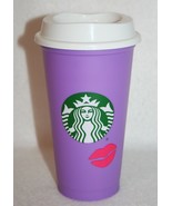 STARBUCKS Valentine&#39;s Day Lipstick Kiss Color Change Purple Reusable Hot... - $185.15 MXN