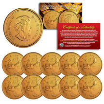 2005 Canadian Caribou Quarter UNC Queen Elizabeth II 24K GOLD Plated - QTY 10 - $18.65