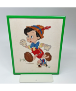 Disney Pinocchio Jiminy Cricket Framed Cross Stitch Needle Point Vintage... - $28.99